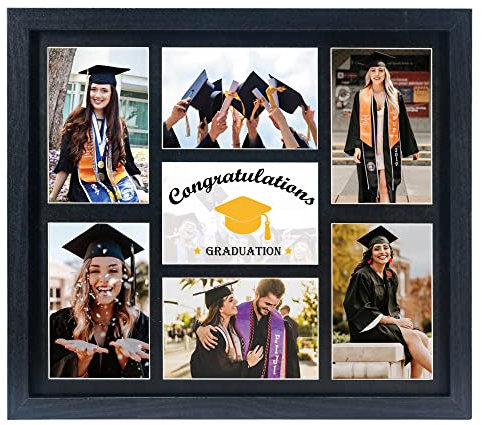 GMFrames 4X6 Bilderrahmen Collage mit 7 Öffnungen Fotorahmen mit Mehreren Graduierungen zum Andenken Geschenke Schwarze Matte