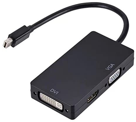 Yunseity Adaptador Mini DisplayPort, Mini DisplayPort a HD-MI Adaptador VGA DVI, 1920x1080P 60Hz 2.25Gbp Salida VGA HD DVI para Monitor de TV Portátil (Negro)