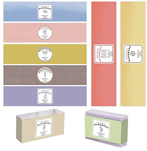 PandaHall 90 Stück Wickelpapierband 9 Blatt-Seifenverpackung Im Vintage-Stil Bandetikett Bastelverpackung Hüllen Vertikale Etiketten Für Handgefertigte Seifen- Lotions- Bade- Und Geschenkverpackungen