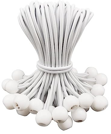 Spanngummis mit Kugel 15cm - 50 Stück Planenspanner mit Kugel, Spanngummi Kurz, Zelt Gummispanner mit Kugel, Planenbefestigung Zeltgummis Expanderschlinge für Plane (Weiß)