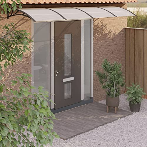 Camerina Türvordach Schwarz 350x100 cm Polycarbonat Trapezblech Grillpavillon Balkon Markise üBerdachung Terrasse Unterstand Regenschutz Balkon 153594