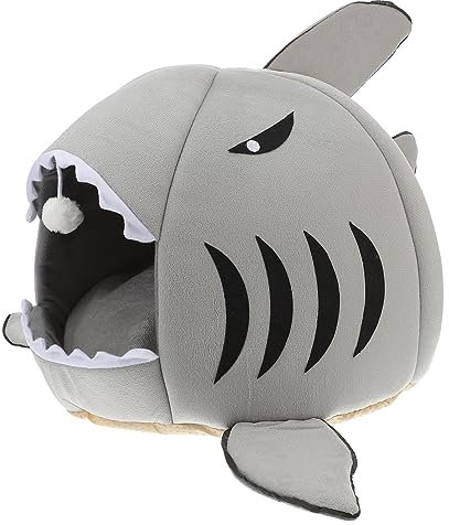 POPETPOP Plüschbett Für Hunde Und Welpen Warmes Nest in Haifischform s Weicher Stoff Für Katzen Und Haustiere