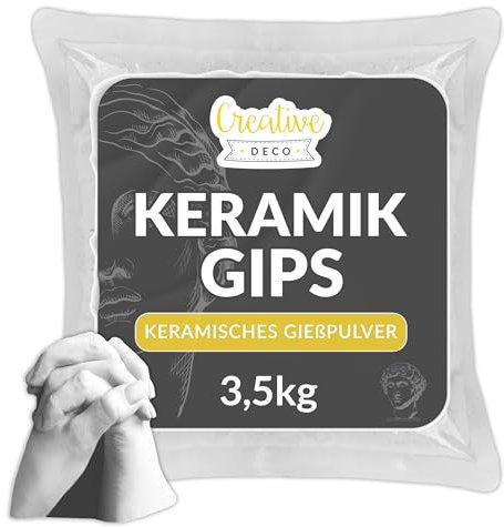 Creative Deco Gesso Ceramico | 3,5kg | Polvere di Ceramica Bianco, Gesso per Stampi Scagliola Colate | Sacchetto Polvere di Gesso Inodore Uso Hobbistico, Progetti Creativi, Fai da Te