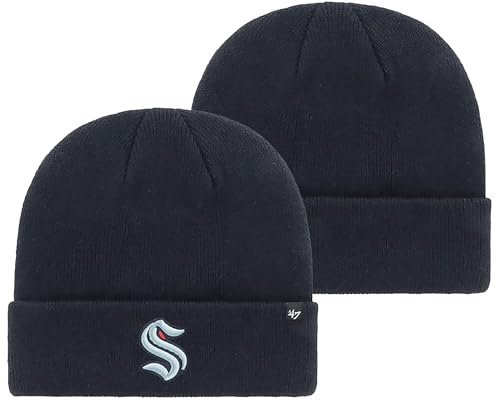 47 NHL Strickmütze für Erwachsene, unisex, Primär-Logo, Bündchen für kaltes Wetter, Einheitsgröße, Seattle Kraken, Einheitsgr��e