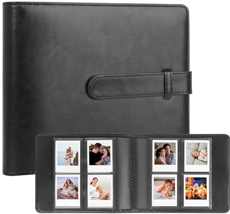 256 Pockets Photo Album for Polaroid Go Instant Mini Camera, Premium Vegan Leather Cover Picture Albums for Polaroid Go Camera & Film, Portable Photo Album Book Holds 256 Photos (Black)