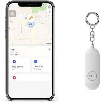 DOHOME Personal Alarm for Women Works with the Apple Find My APP Finding Your Items(iOS devices only), USB Rechargeable 130dB Loud Siren LED Flashlight, Security Alarms Keychain Kids Elderly,(001)