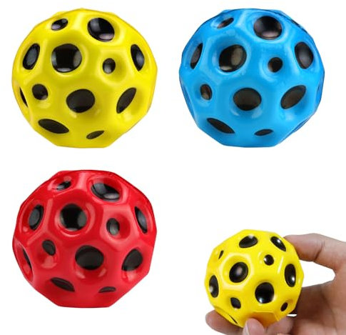 MYLERCT 3 Stücke Gummiball, 7cm Hochelastisch Space Ball, Bouncing Ball für Kinder, Leicht zu Greifen und zu Erfassen Lava Ball, Ideal für das Tägliche Spielen und Training (Gelb, Blau, Rot)