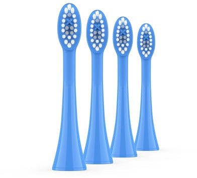 Ordo Replacement Sonic Toothbrush Heads with Pulse Technology for Teeth Cleaning, Plaque Removal, Silicone Polishing, Deep Clean Bristles, Adults, Pack of 4, Arctic Blue