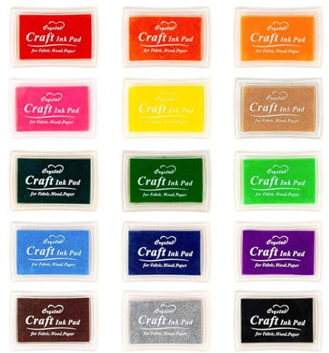 WEDAMOO Stempelkissen Bunt, Stempelkissen Set 7,5 x 5 cm Ungiftig Abwaschbar Stempelkissen Bunt für Gummi Stempel DIY Scrapbooking und Karte Machen Dekoration(15 Farben)