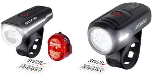 SIGMA SPORT - LED Fahrradlicht Set Aura 60 und Nugget II & - Aura 45 | LED Fahrradlicht 45 Lux | StVZO zugelassenes, akkubetriebenes Vorderlicht