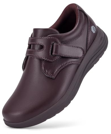 FitVille Zapatos Mujer de Cuero Mocasines Extra Anchos Ligero para Pies Sensibles Zapatillas Cómodas para Caminar