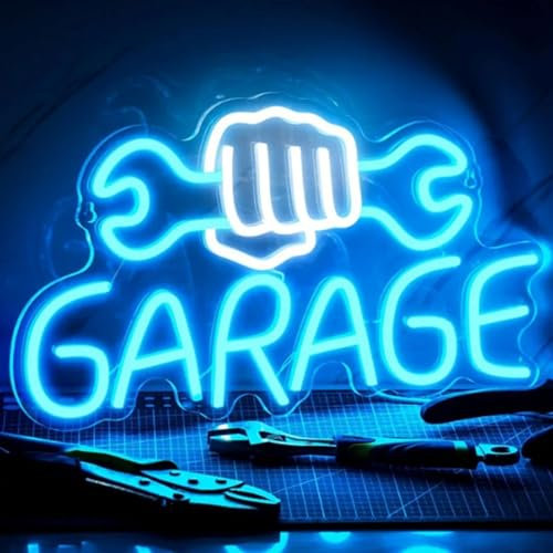 BedEuu Enseigne au néon de Garage en forme de clé, panneaux lumineux LED for décoration murale, signe de lettre for homme, porte de Garage, atelier de réparation automobile(As shown-03)