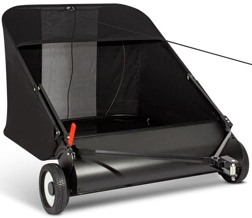Suchtale 42-inch Tow Lawn Sweeper for Leaves & Grass Upgrade, 21cu. Ft. Leaf Collector with Large Capacity, Adjustable Sweeping Height for Yard, Lawn, Farm, Sidewalk,Yard Sweeper