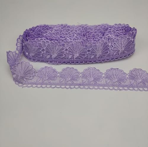 WANYI 2 Yards 6cm Spitzenband Muscheln Spitzenborte DIY Bordüre Stoff Dekoband Geschenkband Vintage Spitzenbordüre Spitze-Borten für Sofas, Kissen, Kopfkissen, Hochzeit Deko(Lila)