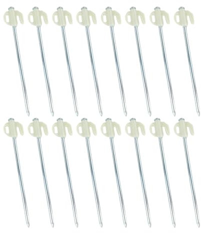 MEAKTSMI 16Pcs Steel Camping Stakes Heavy Duty Tarp Peg Glow Camping Stakes Tent Nails Ground Peg For Outdoor Camping Canopy Tarp