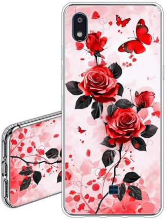 JEZSTHAI Handyhülle Kompatibel mit LG K20 2019 Hülle Silikon Weiche Fallschutz Stoßfeste Kratzfeste Durchsichtige Schutzhülle mit Aesthetic Muster Rose
