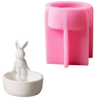 LXJLXD Silikonformen für Kaninchen, Kerzenhalter, Ornament, Epoxidharz, Kerzenhalter, Gips, Aufbewahrungsbox-Formen