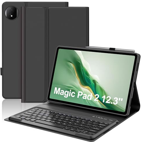 FOGARI Teclado para Honor Magic Pad 2 12.3 Pulgadas 2024, Funda Honor Magic Pad 2 con Teclado, Español Ñ Teclado Bluetooth para Tablet Honor Magic Pad 2 12.3, Negro