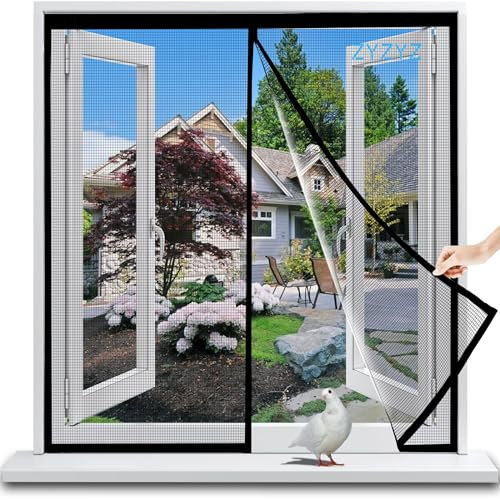 Zanzariera adesiva, 115x200cm Nero estensibili, per porta finestra, senza perforazione incl nastro di fissaggio per Tende