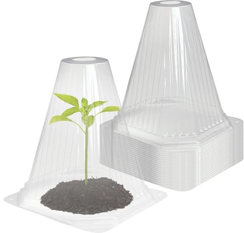 Xevinas 20 Stück Pflanzenschutzhaube, Pflanzenhut Pflanzhütchen Mit Einstellbares Belüftungsdesign, Schneckenkragen Gartenzubehör Abdeckung Für Salatpflanzen Zum Schutz Vor Vögeln, Schnecken, Frost