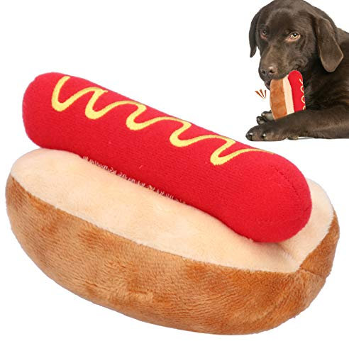 BSTCAR Weiches Plüsch Hundespielzeug Soft Puppy Toy Hot Dog Shape Plüschspielzeug Abnehmbare Soundpuppe Spielzeug für Katzen Hunde