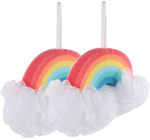 Vaguelly 2stücke Regenbogen Duschschwamm Für Junge Mädchen Badeschwamm Mit Peelingeffekt Körperschrubber Aus Schwamm Für Sanfte Hautreinigung