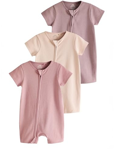 NEXT Baby Mädchen 3er-Pack Strampler mit 2-Wege-Reißverschluss 62-98