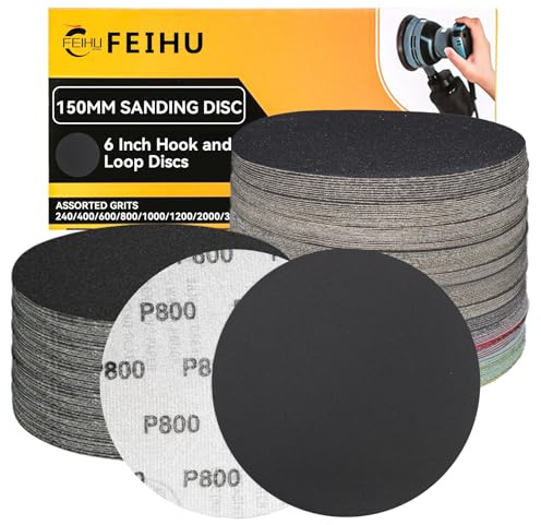 FEIHU 30PCS 800 Grits Sanding Discs 150mm, 6 Inch Hook and Loop Sanding Pads for Circular eccentric sander and suitable for sanding wood and polishing metal