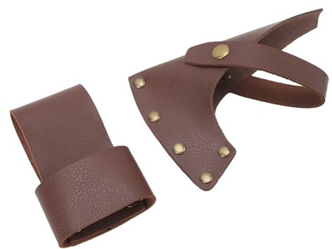 SUNGOOYUE Axe Sheath, Lightweight Portable PU Leather Axe Head Protector Cover with Handle for Camping Outdoor Work Essentials, Brown