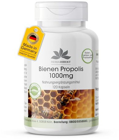 Bienen Propolis 1000mg - 120 Kapseln - natürliche Flavonoide - HOCHDOSIERT - Deutsche Apothekenqualität | Warnke Vitalstoffe