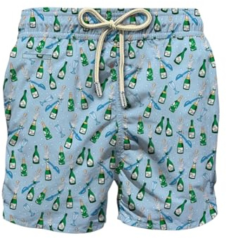 Saint Barth Mc2 Uomo Costume da Bagno Short LIG0003-Happy Sabrage Poliestere Azzurro L