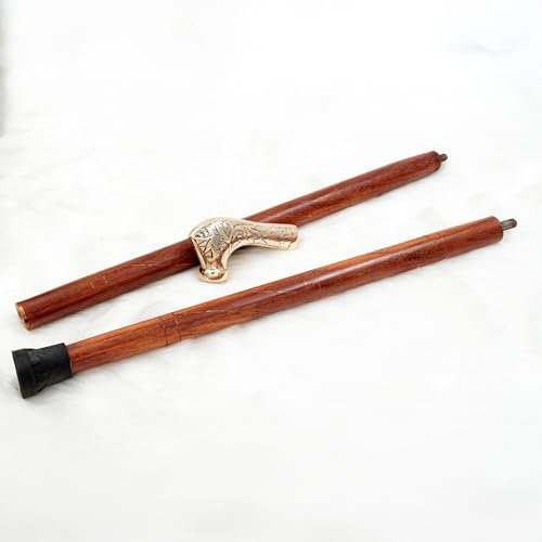 Premium tragbarer Leichter, aus Holz gefertigter Spazierstock mit dekorativ poliertem, massivem Messing Unisex Gehhilfe & Wanderstock | Geschenke für Senioren | Nagina International