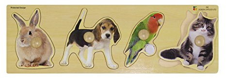 Doron Layeled E72515570, Giant Photographic Wooden Peg Puzzle-Pets