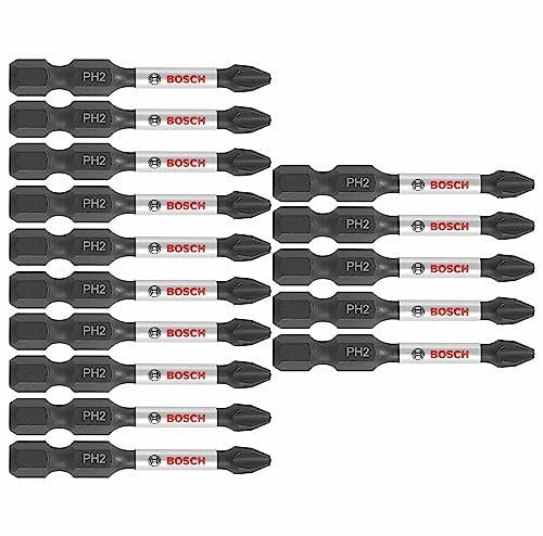 BOSCH ITPH2215 15-Pack 2 in. Phillips #2 Impact Tough Screwdriving Power Bits