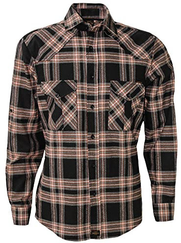 ROCK-IT Apparel® en Flanelle pour Homme Chemise Manches Longues de bûcheron à Carreaux fabriquée en Europe Colour Noir/Rouge/Gris à Carreaux XL