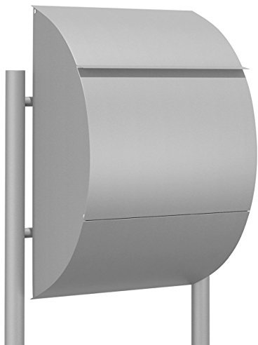 Standbriefkasten, Design Briefkasten Jumbo Grau Metallic - Bravios
