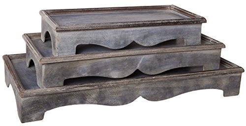 Red Co. Set mit 3 dekorativen 49,5 cm bis 33 cm, rustikal, stapelbar, Metall, Used-Look, Grau