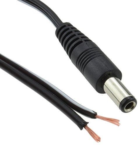 kenable 2.5mm x 5.5mm Male DC Plug to Bare Ended Power Cable | 75W Rated for LED Signs Solar Devices CCTV | Figure 8 Wire | 3m Black