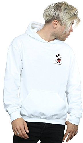 Disney Men's Mickey Mouse Kickin Retro Chest Hoodie White XX-Large