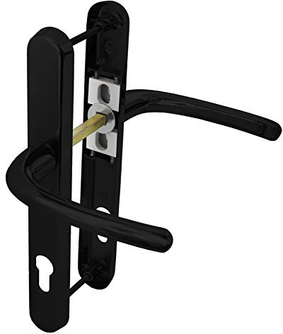Schlosser Technik Ultra UPVC Door Handle Sprung 92PZ 215mm Screw Centres Double Glazing Pair Set (Black)