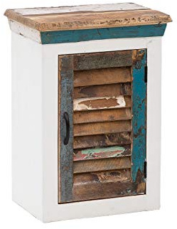 Woodkings® Bad Hängeschrank Perth weiß recyceltes Holz bunt rustikal massiv Badmöbel Massivholz Badezimmer Badezimmerschrank Wandschrank