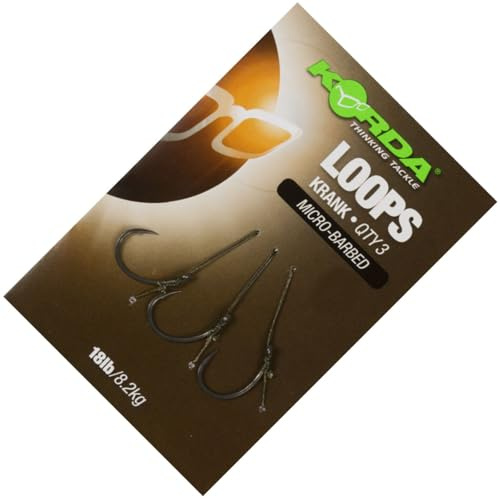 Korda Loop Rigs Krank, Karpfenvorfach, geflochtene Vorfachschnur, schnelle Montage für Kombirigs, sicherer Halt im Fischmaul, Micro Widerhaken für Karpfen