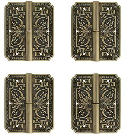 Tiazza 4Pcs Antique Brass Double Doors Hinges Cabinet Drawer Wardrobe Bookcase Door Removable Hinges Furniture Accessories