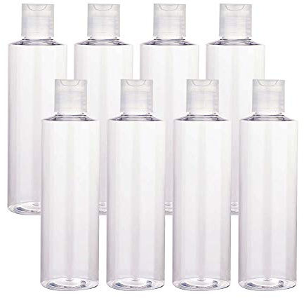 BENECREAT 8 Pack 250ml Botellas Transparente Contenedores Vacíos de Plástico Pet para Jabón de Manos Limpiador Facial, Botellas Recargables y Portátil