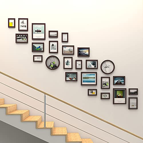 MAIZI Photographs Set Bilderrahmen Treppe 25er Bilderrahmen-Collage Modern Set Bilderrahmen Bilder-Collagen Fotorahmen Aus Holz, Plexiglas, Bildabdeckung, 2 Farben (Color : B)
