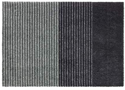 Schöner Wohnen Kollektion Fußmatte innen - Schmutzfangmatte 50 x 70 cm Streifen anthrazit-grau - rutschfeste Sauberlaufmatte - Fussmatte Haustür - Türmatte waschbar bei 30°C
