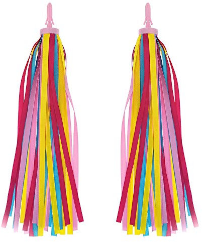Deolven Kinder Fahrrad Quaste Ribbon,2er Pack Fahrradlenker Streamer Farbige Fahrrad Lenker Banner Kinderfahrrad Bändchen für Mädchen Jungen Fahrrad Zubehör 27CM