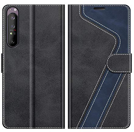 MOBESV Coque pour Sony Xperia 1 II 5G, Housse en Cuir Magnétique Fonction Stand Étui pour Sony Xperia 1 II 5G, Élégant Noir