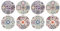 Set 8 sous-bocks Ronds 2, Motifs Carreaux de Ciment, H 10,8 cm