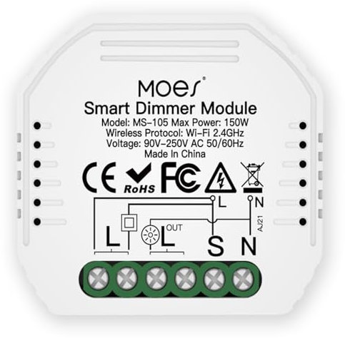MOES Wlan Mini Smart Alexa Dimmer Lichtschalter Relais Modul, WiFi Funk Schalter LED Unterputz Kompatibel mit Smart Life Tuya App Fernbedienung, Amazon Alexa und Google Home, Nur für 2.4GHz Netzwerk